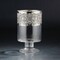 CC Home Furnishings 8" Clear and Silver Cylinder Glass Hurricane Vase